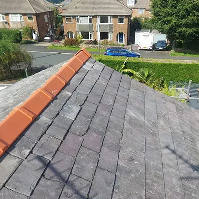 a view of a roof that has been gutted